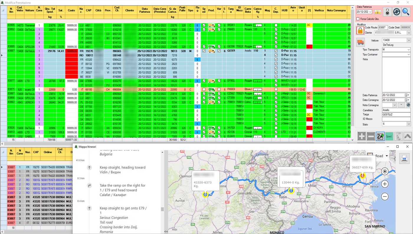 InfoTrasp transport planning with integrated route map